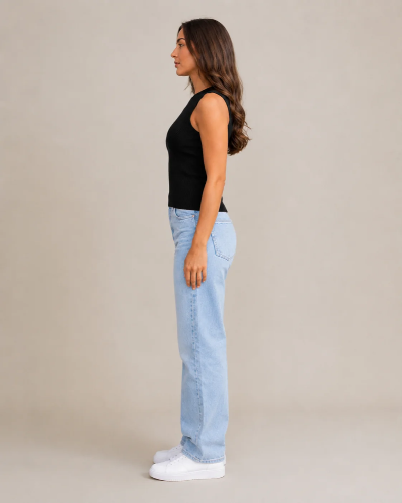 Emery Damen-Top – Elegantes, ärmelloses, geripptes Stretch-Oberteil mit Rundhalsausschnitt