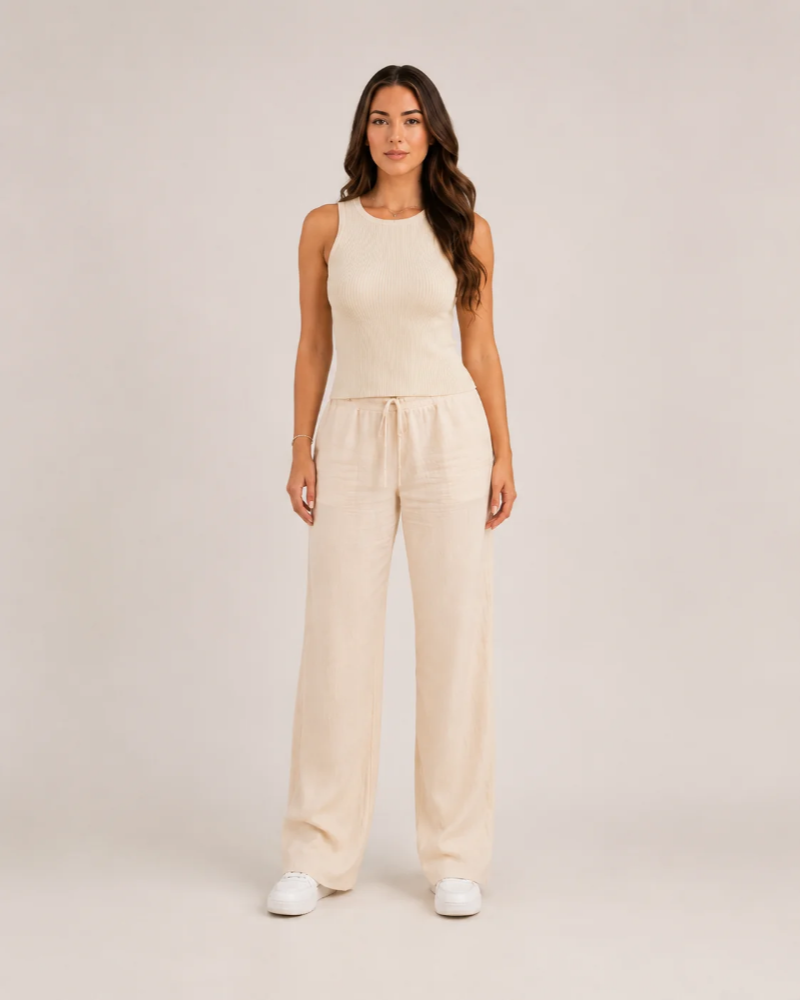 Emery Damen-Top – Elegantes, ärmelloses, geripptes Stretch-Oberteil mit Rundhalsausschnitt