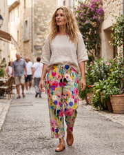 Nerina Damesbroek – Vloeiende Broek met Bloemenprint, Elastische Taille, Boheemse Stijl