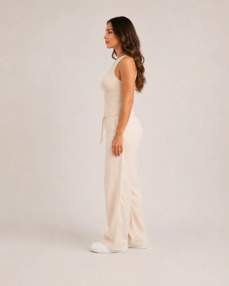 Emery Damen-Top – Elegantes, ärmelloses, geripptes Stretch-Oberteil mit Rundhalsausschnitt