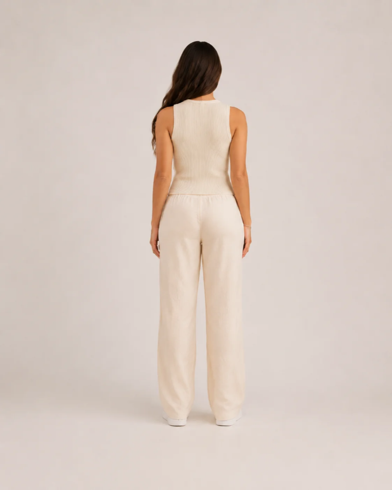 Emery Damen-Top – Elegantes, ärmelloses, geripptes Stretch-Oberteil mit Rundhalsausschnitt
