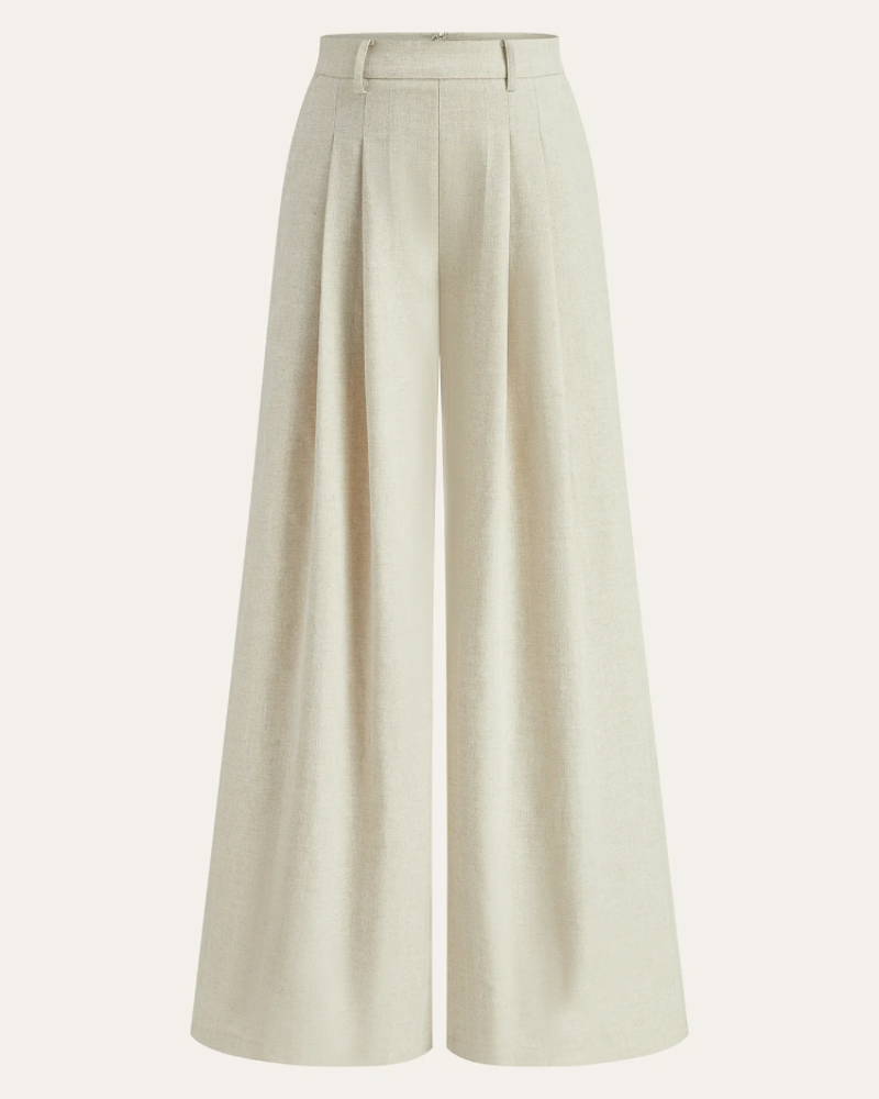 Kendall Pantalón Mujer – Pantalón Ancho de Cintura Media Elástico Elegante con Cierre Invisible