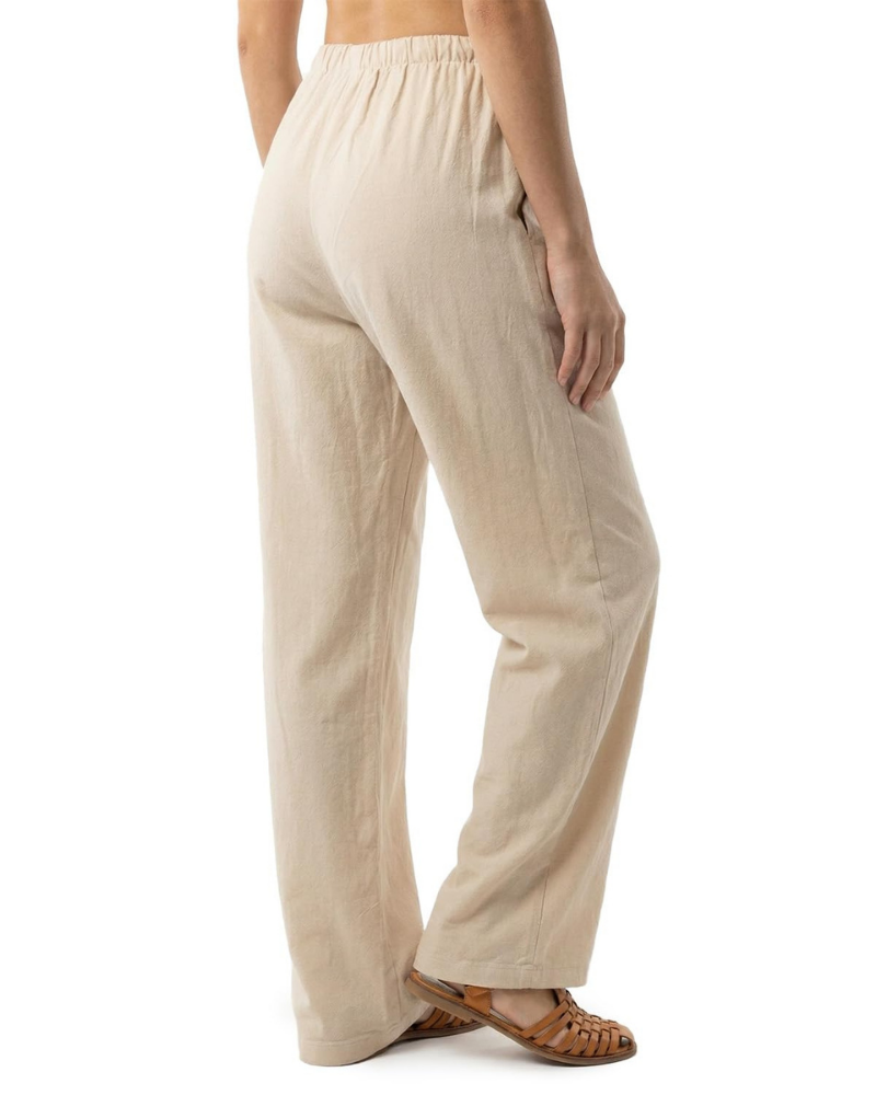 Olivia Pantalon Femme Grande en Lin – Pantalon Long à Jambes Droites avec Taille Élastique & Poches