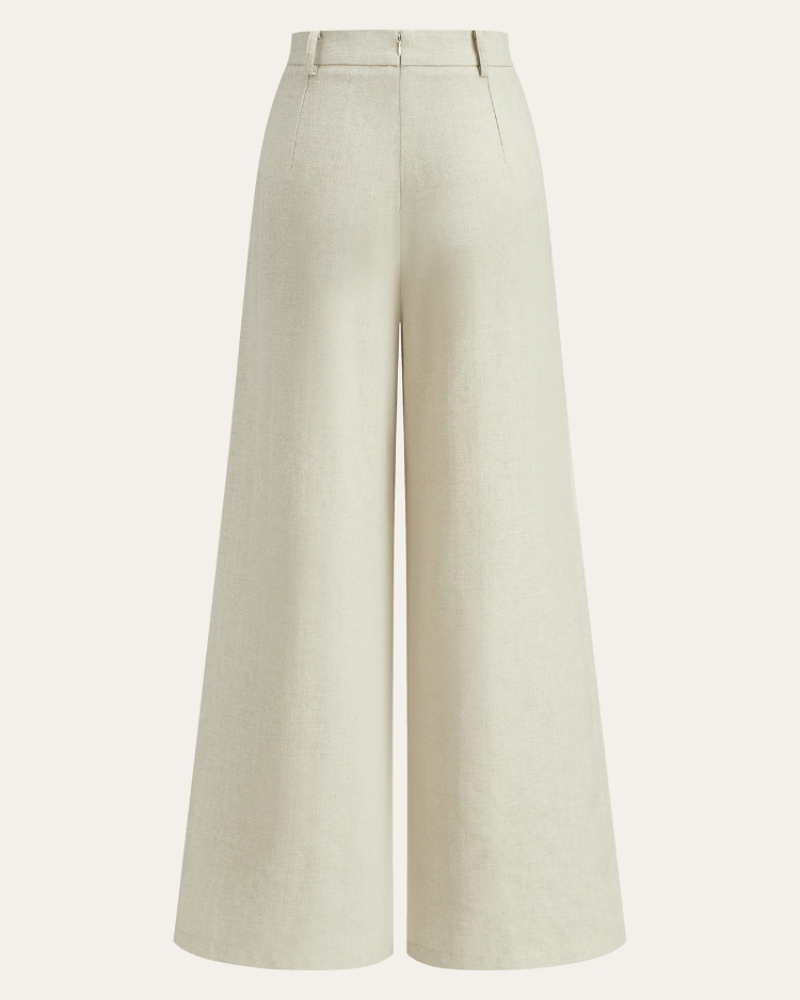 Kendall Pantalón Mujer – Pantalón Ancho de Cintura Media Elástico Elegante con Cierre Invisible