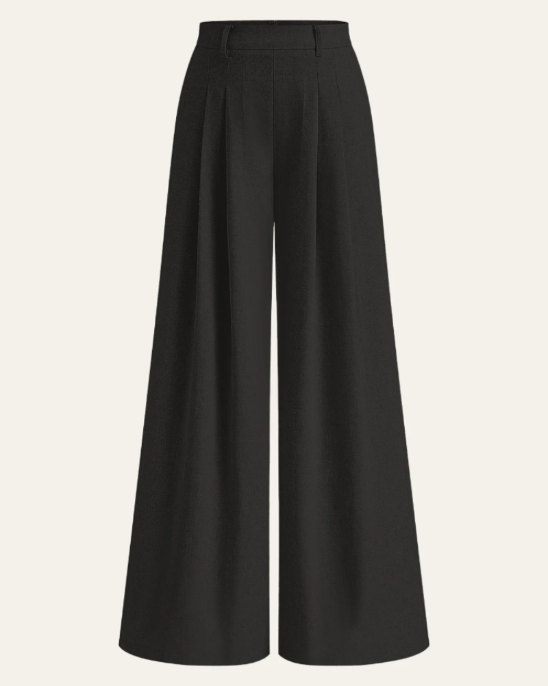 Kendall Pantalón Mujer – Pantalón Ancho de Cintura Media Elástico Elegante con Cierre Invisible