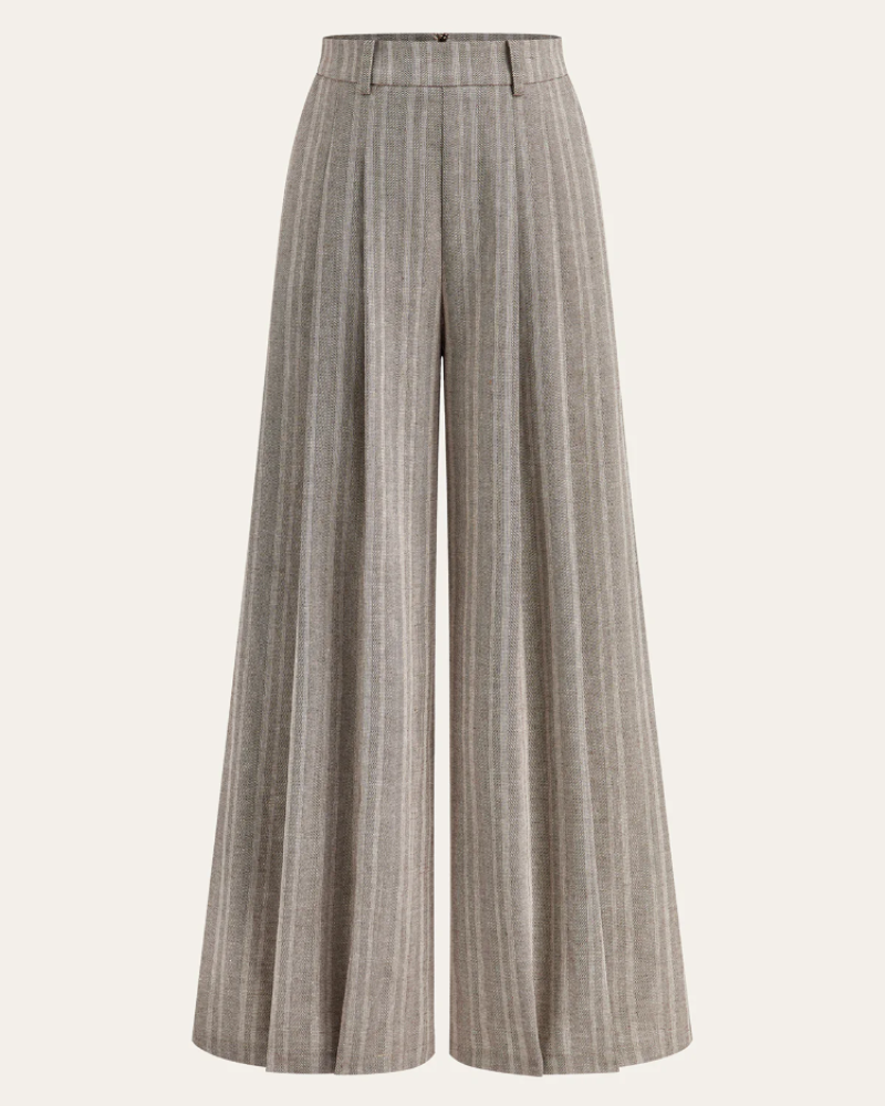 Kendall Pantalón Mujer – Pantalón Ancho de Cintura Media Elástico Elegante con Cierre Invisible