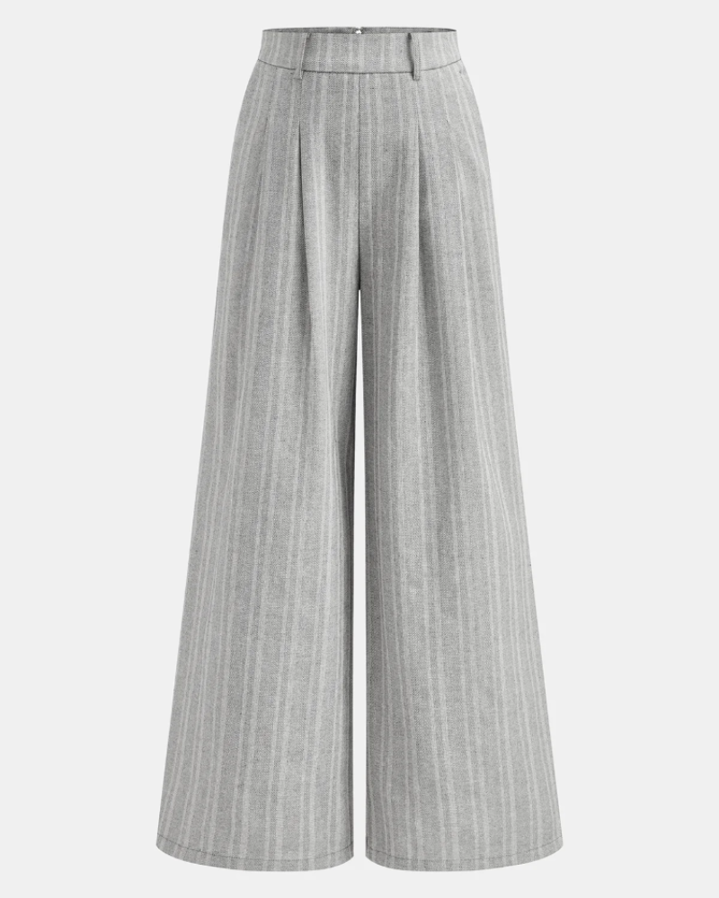 Kendall Pantalón Mujer – Pantalón Ancho de Cintura Media Elástico Elegante con Cierre Invisible