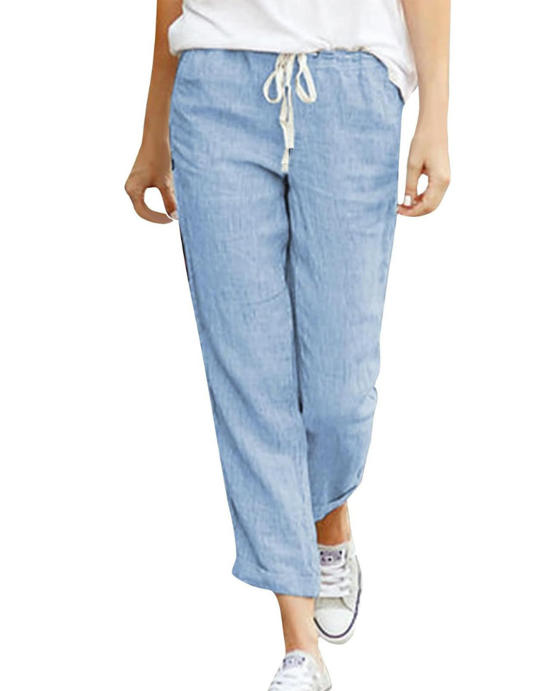 Mia Linnen Damesbroek – 7/8 Broek met Koord en Zakjes