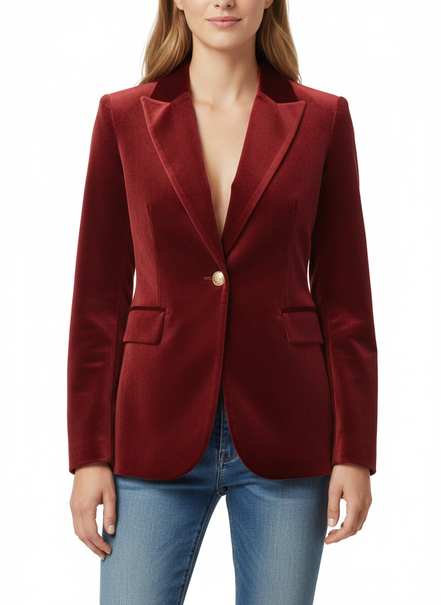 Haydee Veloursblazer Damen – Schicke grüne Jacke mit goldenen Knöpfen & eleganter Schnitt