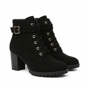 Luciana Women's Ankle Boots Martin Style with Metal Buckle – Comfortable Thick Heel & Modern Style