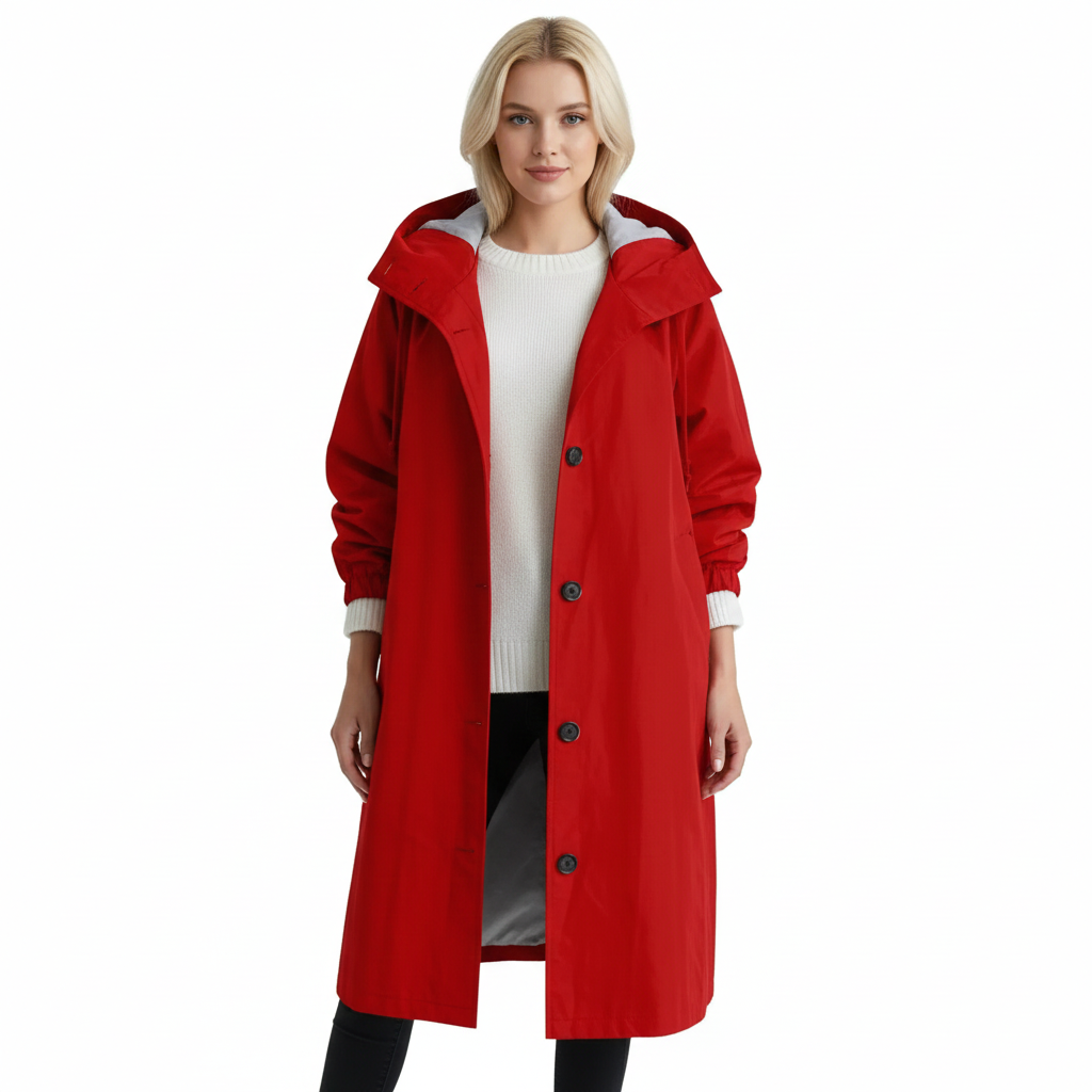 Arlyn Trenchcoat Damen – Langer Oversize-Mantel mit Kapuze & elegantem Schnitt