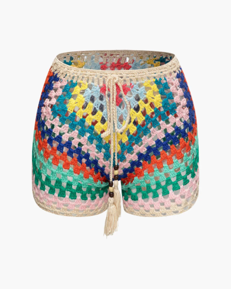 Conjunto Reese de Croché para Mulher – Conjunto de 2 Peças com Top de Corset e Calções em Croché Estilo Boémio