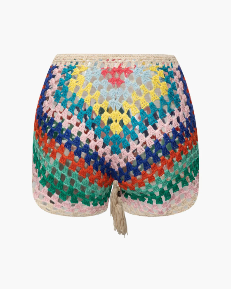 Conjunto Reese de Croché para Mulher – Conjunto de 2 Peças com Top de Corset e Calções em Croché Estilo Boémio
