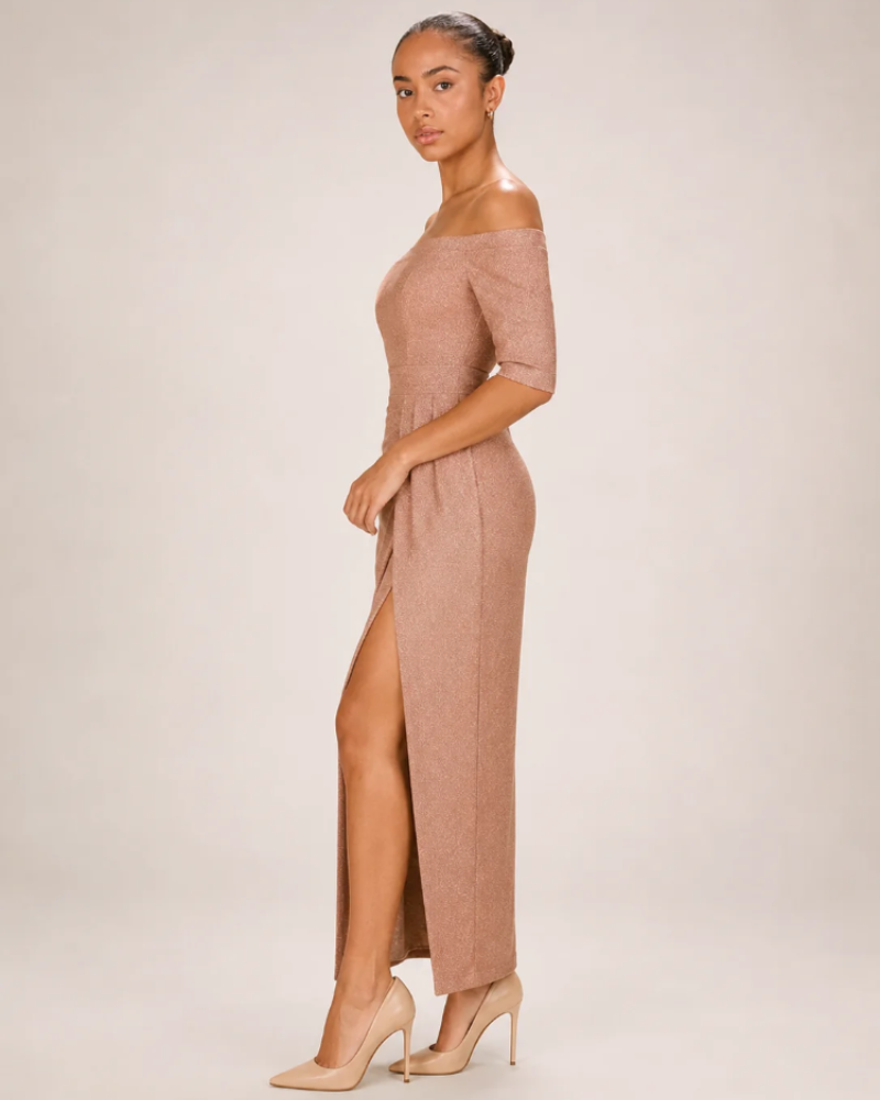 Bianca Robe Midi Femme – Robe Bustier avec Fente Haute Coupe Ajustée Élégante