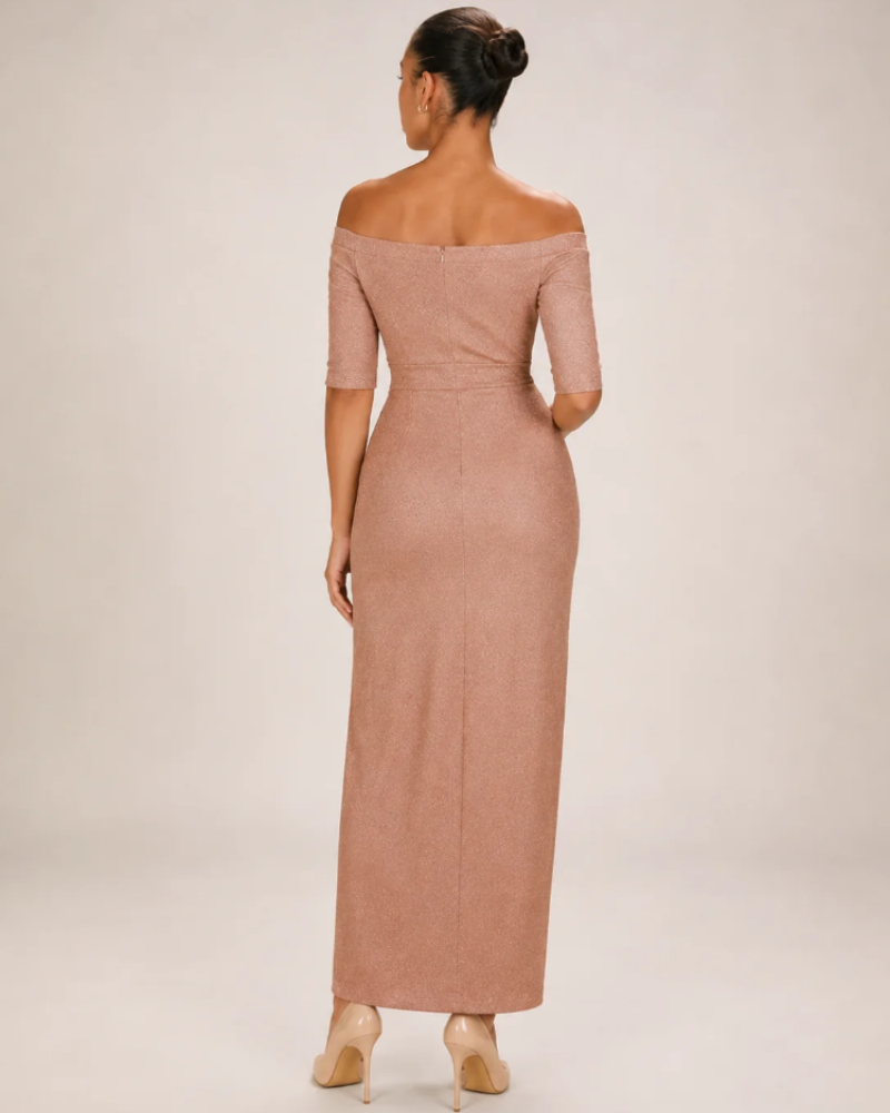 Bianca Robe Midi Femme – Robe Bustier avec Fente Haute Coupe Ajustée Élégante