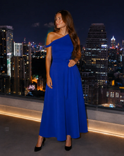 Aurora Robe Maxi Femme – Robe Longue Asymétrique à Épaule Dénudée avec Ceinture Élégante