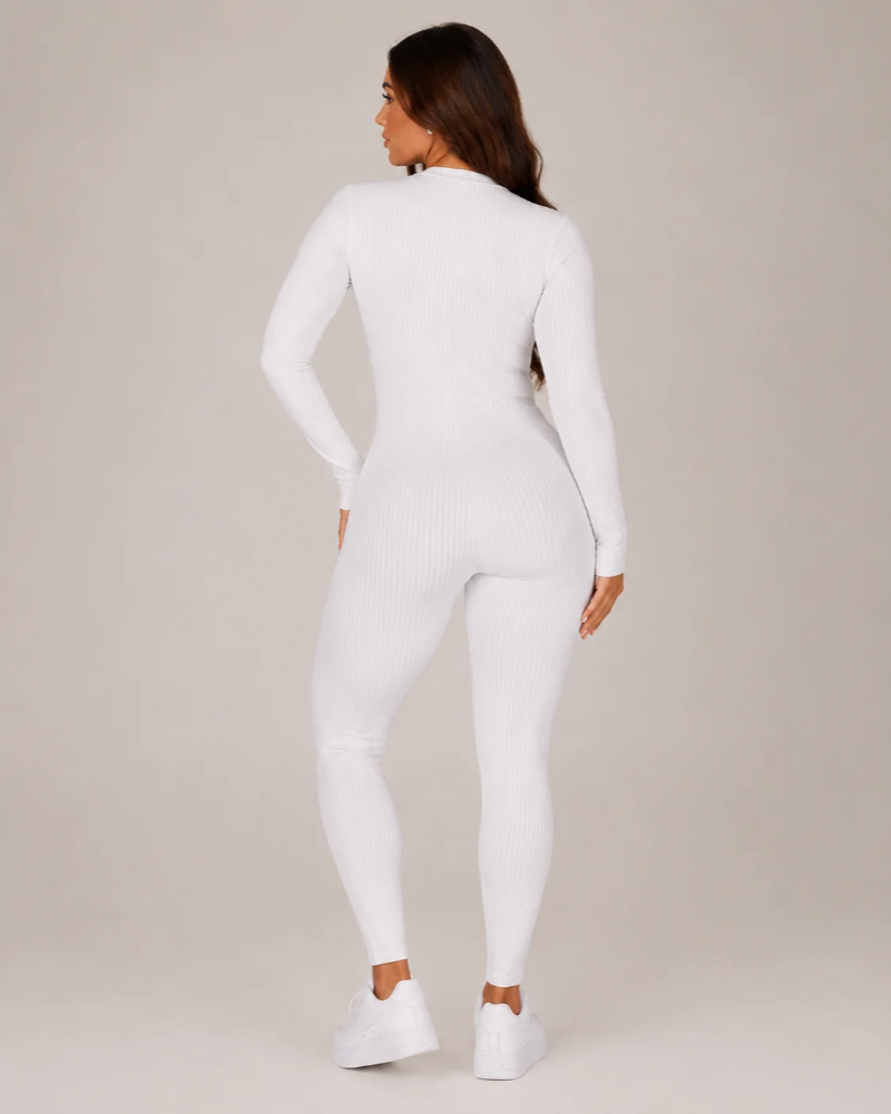 Peyton Combinaison Sport Femme – Jumpsuit Sans Couture à Manches Longues avec Zip