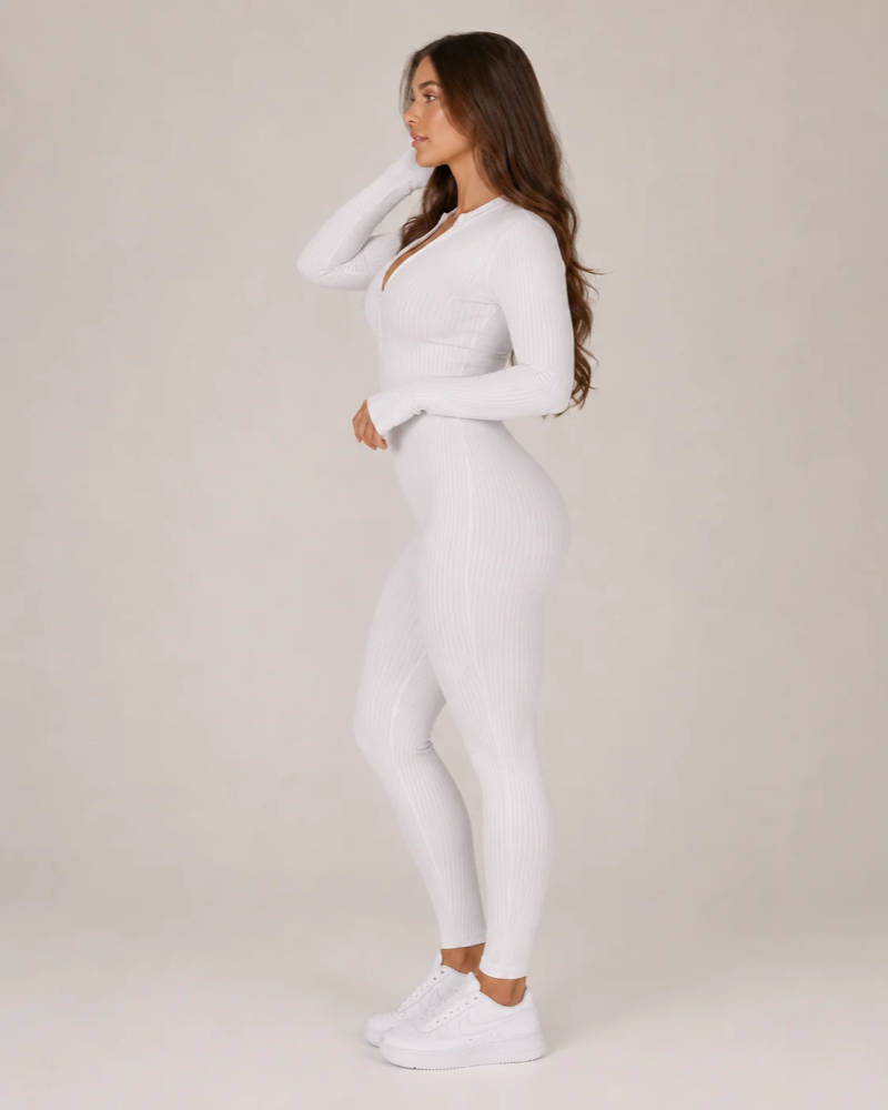 Peyton Combinaison Sport Femme – Jumpsuit Sans Couture à Manches Longues avec Zip