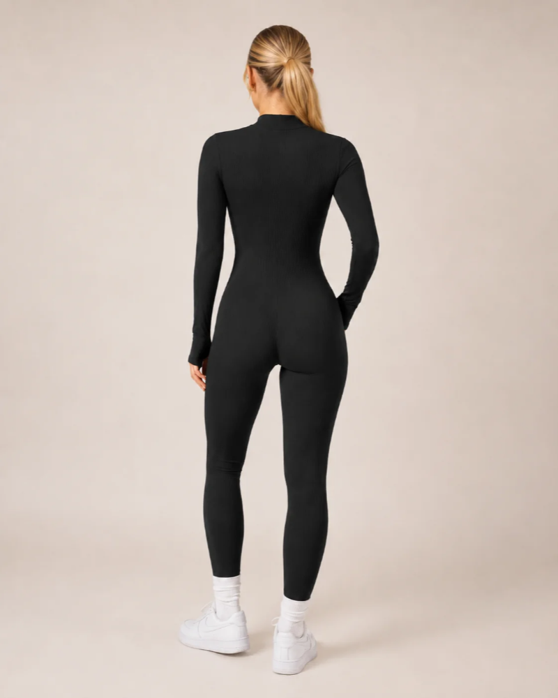 Peyton Combinaison Sport Femme – Jumpsuit Sans Couture à Manches Longues avec Zip