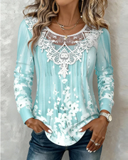 Emerson Chemisier Femme – Blouse en Dentelle Fleurie à Manches Longues Élégante