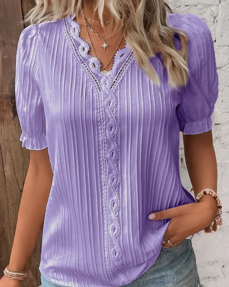Blair Chemisier Femme – Blouse Élégante avec Détails en Dentelle et Coupe Fluide