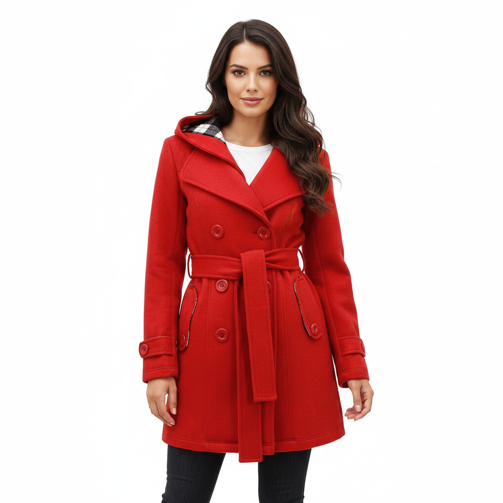 Zylani Damen-Langer Mantel – Wintermantel mit Kapuze, verstellbarem Gürtel & Knopfleiste