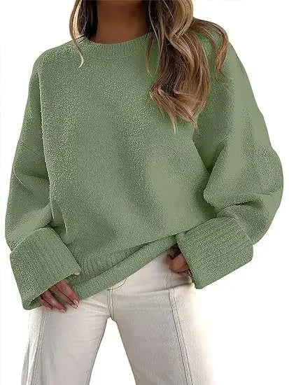 Amira Pull Femme en Peluche Douce – Col Rond, Coupe Relax & Confort Intemporel