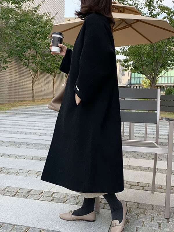 Zareen Casaco Longo Mulher – Corte Cruzado Elegante Sem Botões e Estilo Intemporal