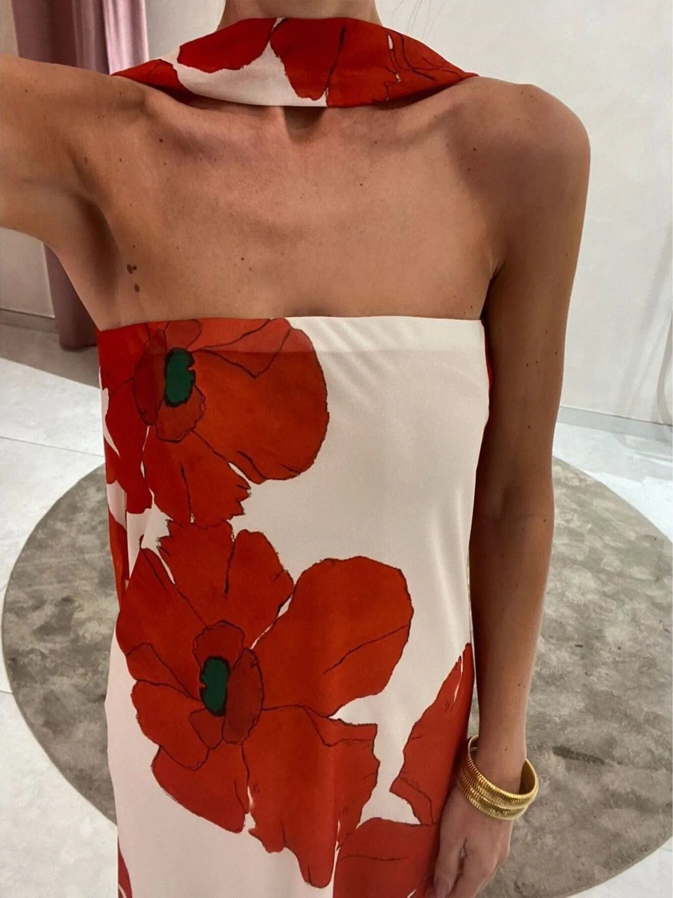 Isaline Robe Maxi Femme – Robe Tube Imprimée Sans Bretelles Coupe Longue Élégante Été