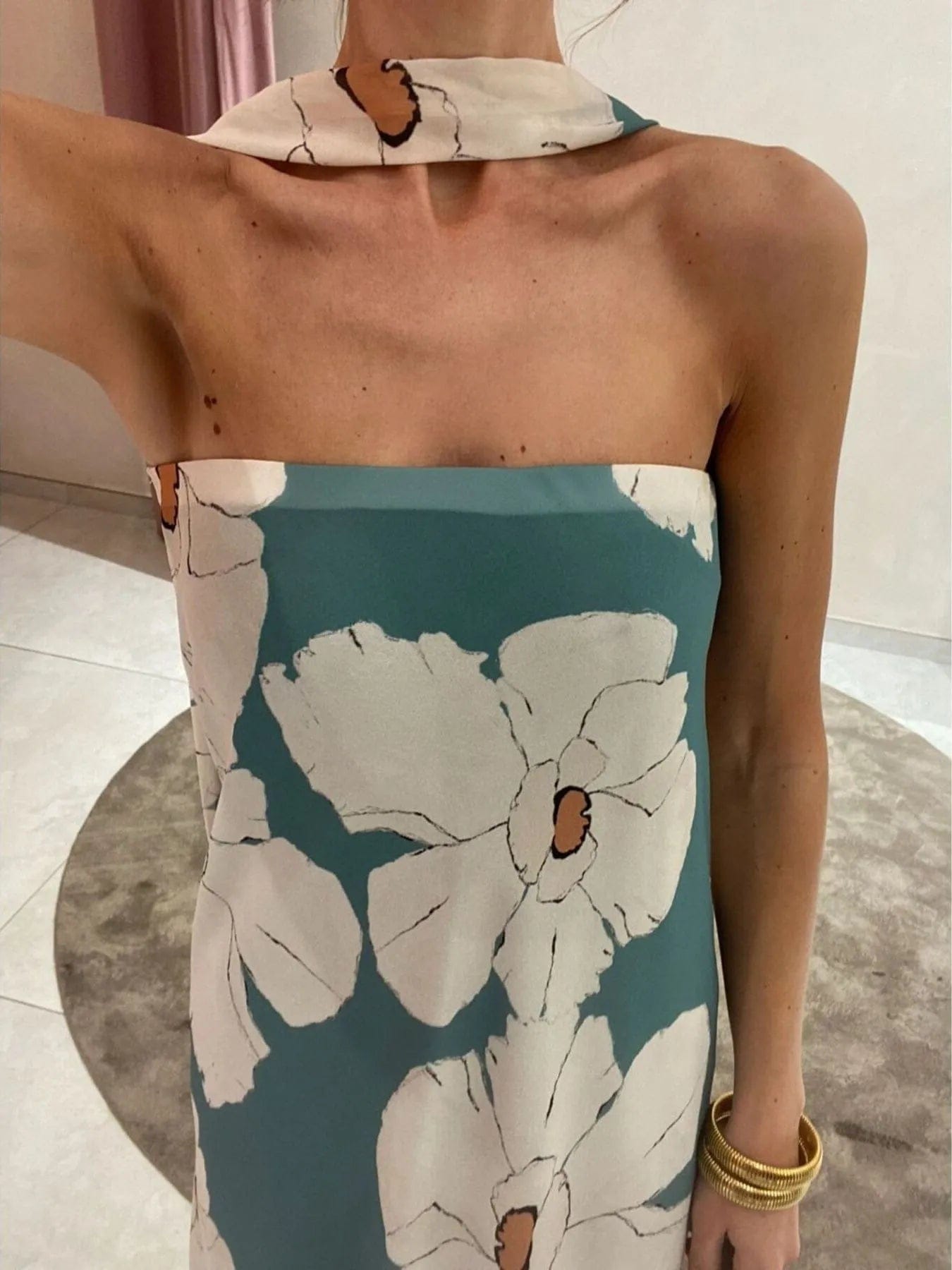 Isaline Robe Maxi Femme – Robe Tube Imprimée Sans Bretelles Coupe Longue Élégante Été