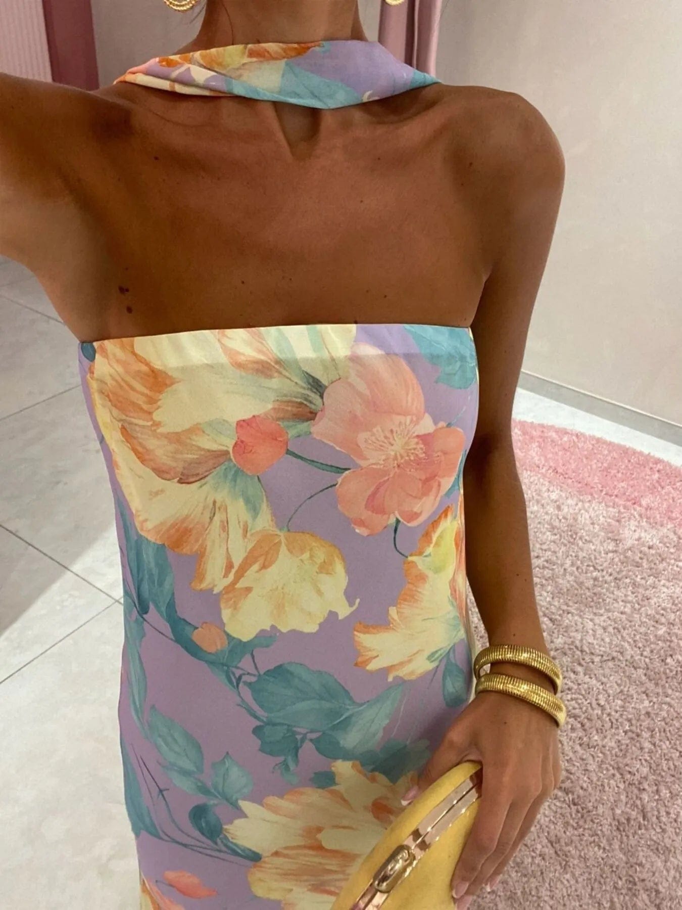 Isaline Robe Maxi Femme – Robe Tube Imprimée Sans Bretelles Coupe Longue Élégante Été
