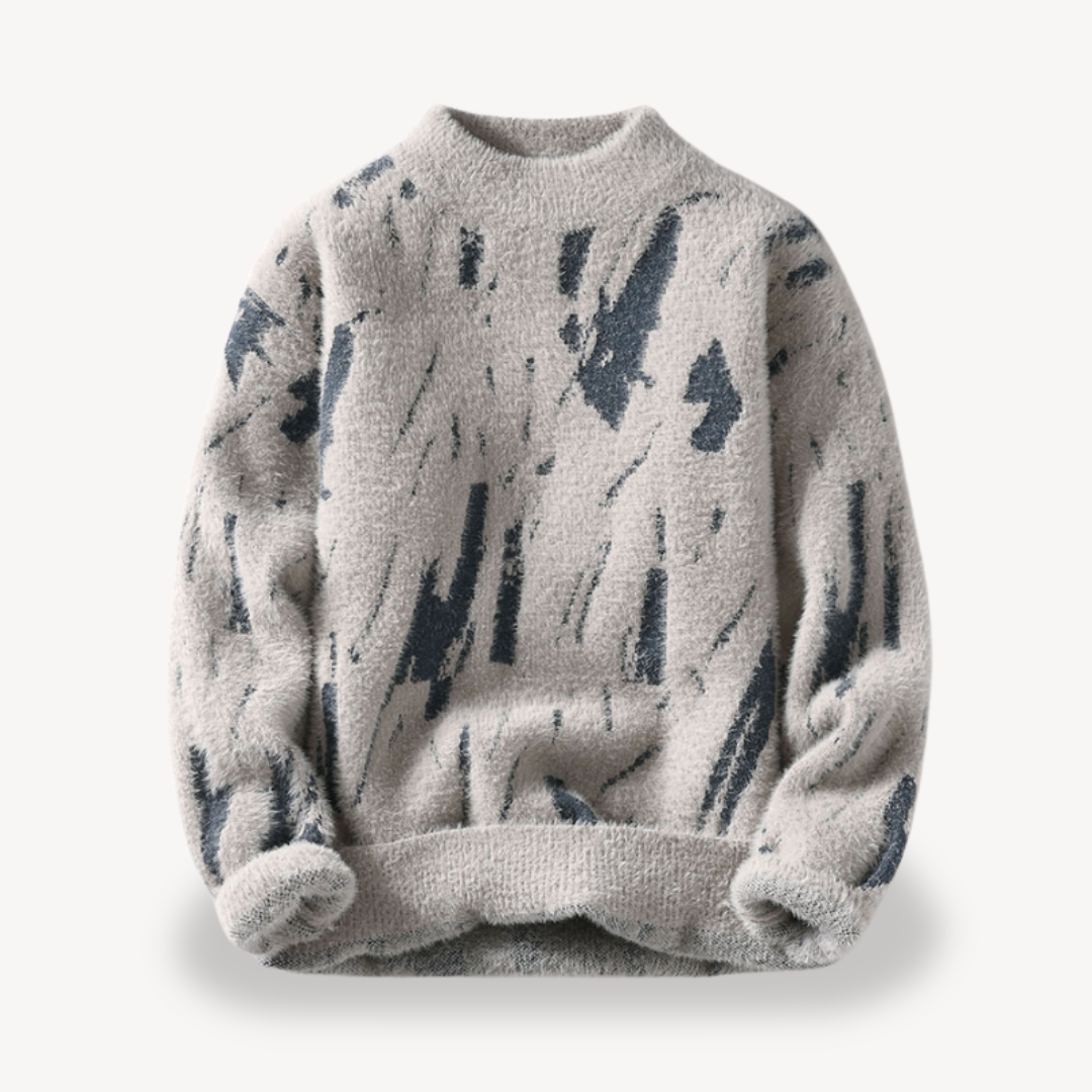 Zachary Pull Homme Tricoté – Pull Vintage en Laine Mélangée à Motif & Coupe Décontractée