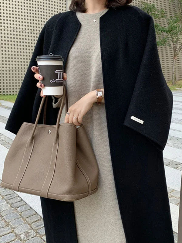 Zareen Casaco Longo Mulher – Corte Cruzado Elegante Sem Botões e Estilo Intemporal