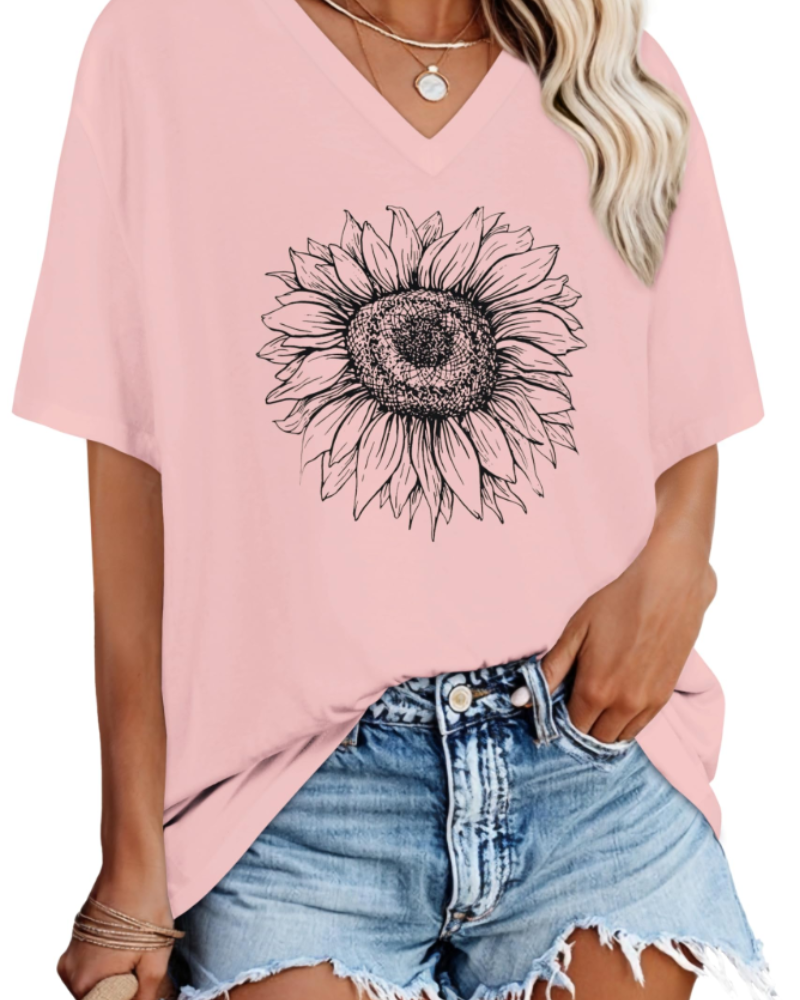 Ariana Damen T-Shirt mit V-Ausschnitt – Lässiges Kurzarmshirt