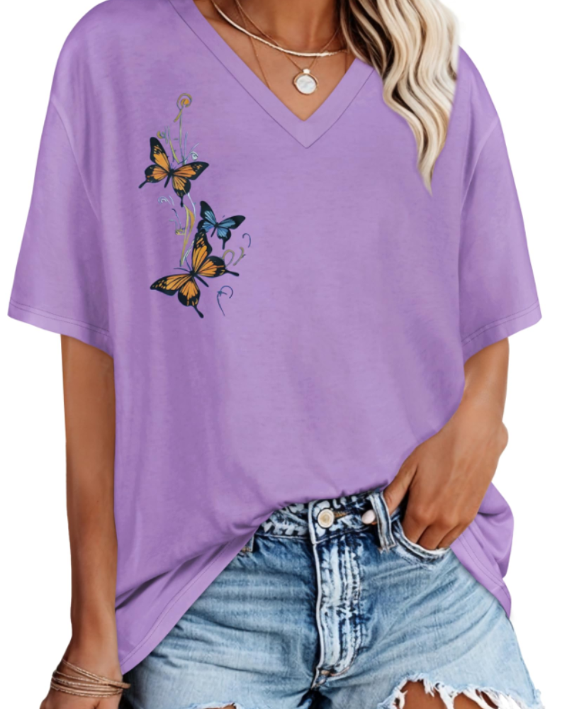 Ariana Damen T-Shirt mit V-Ausschnitt – Lässiges Kurzarmshirt