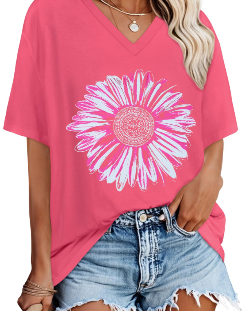 Ariana Damen T-Shirt mit V-Ausschnitt – Lässiges Kurzarmshirt