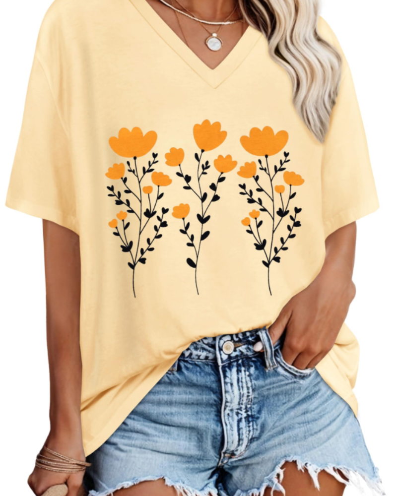 Ariana Damen T-Shirt mit V-Ausschnitt – Lässiges Kurzarmshirt