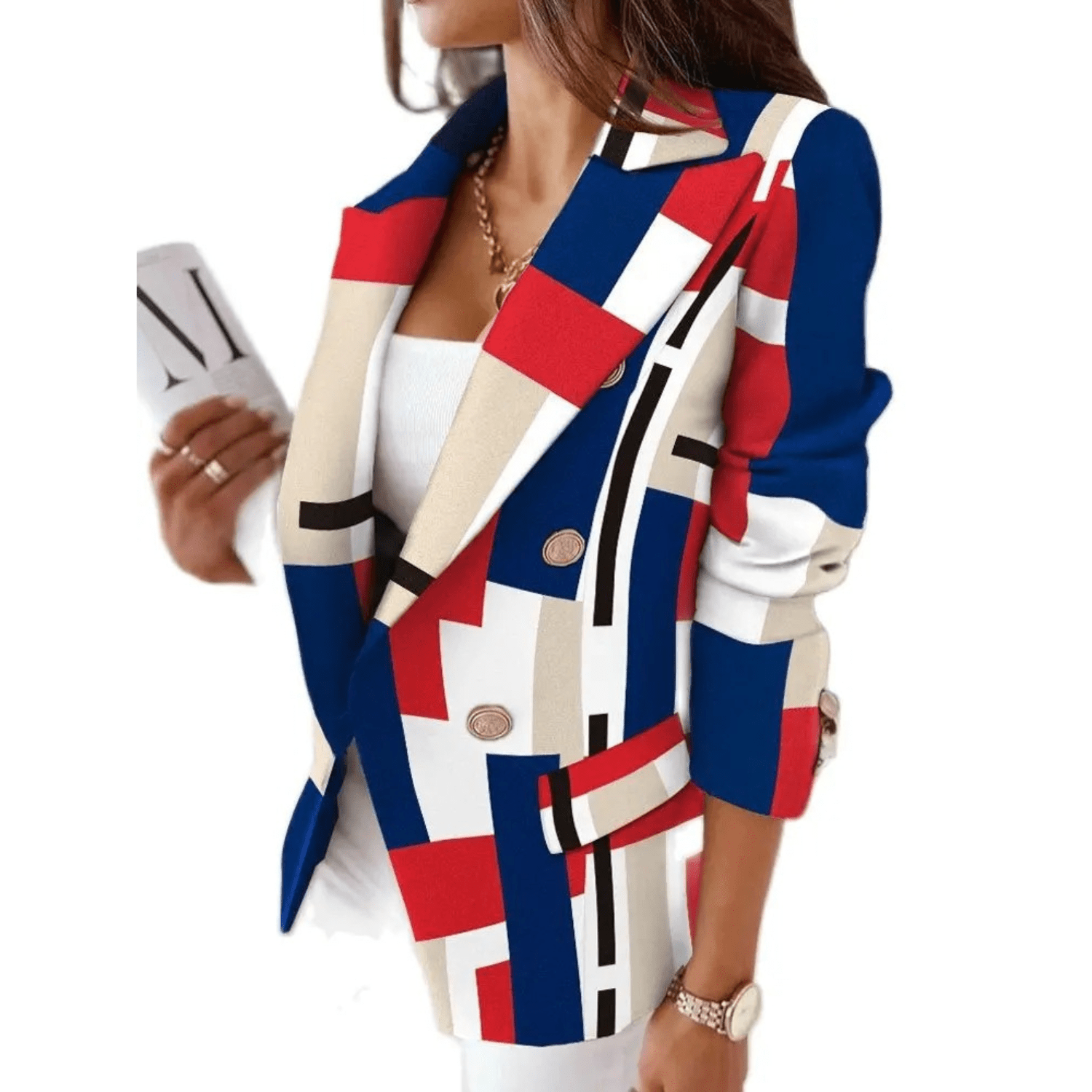 Blazer Marie Mulher – Casaco com Gola Reversada Ajustada em Tecido Premium Elegante