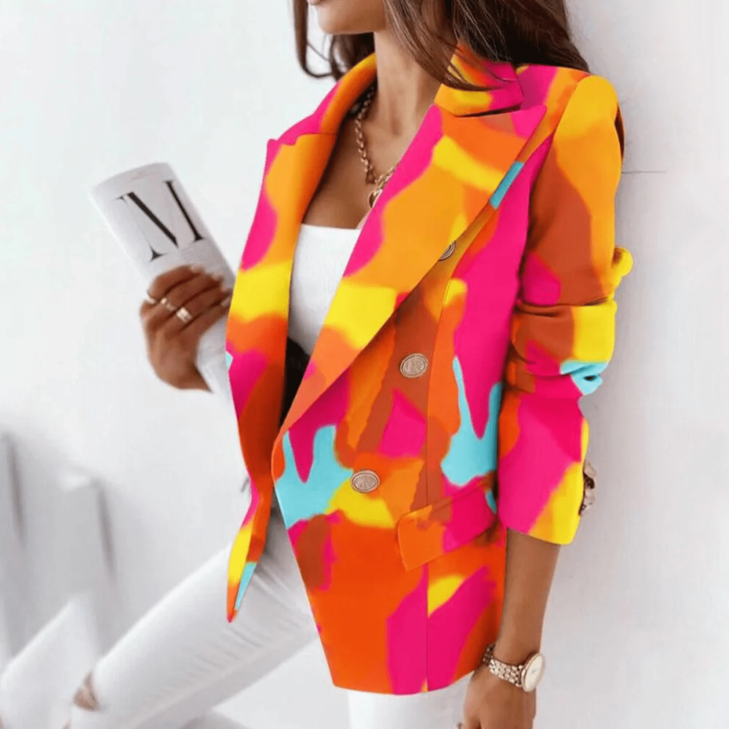 Blazer Marie Mulher – Casaco com Gola Reversada Ajustada em Tecido Premium Elegante