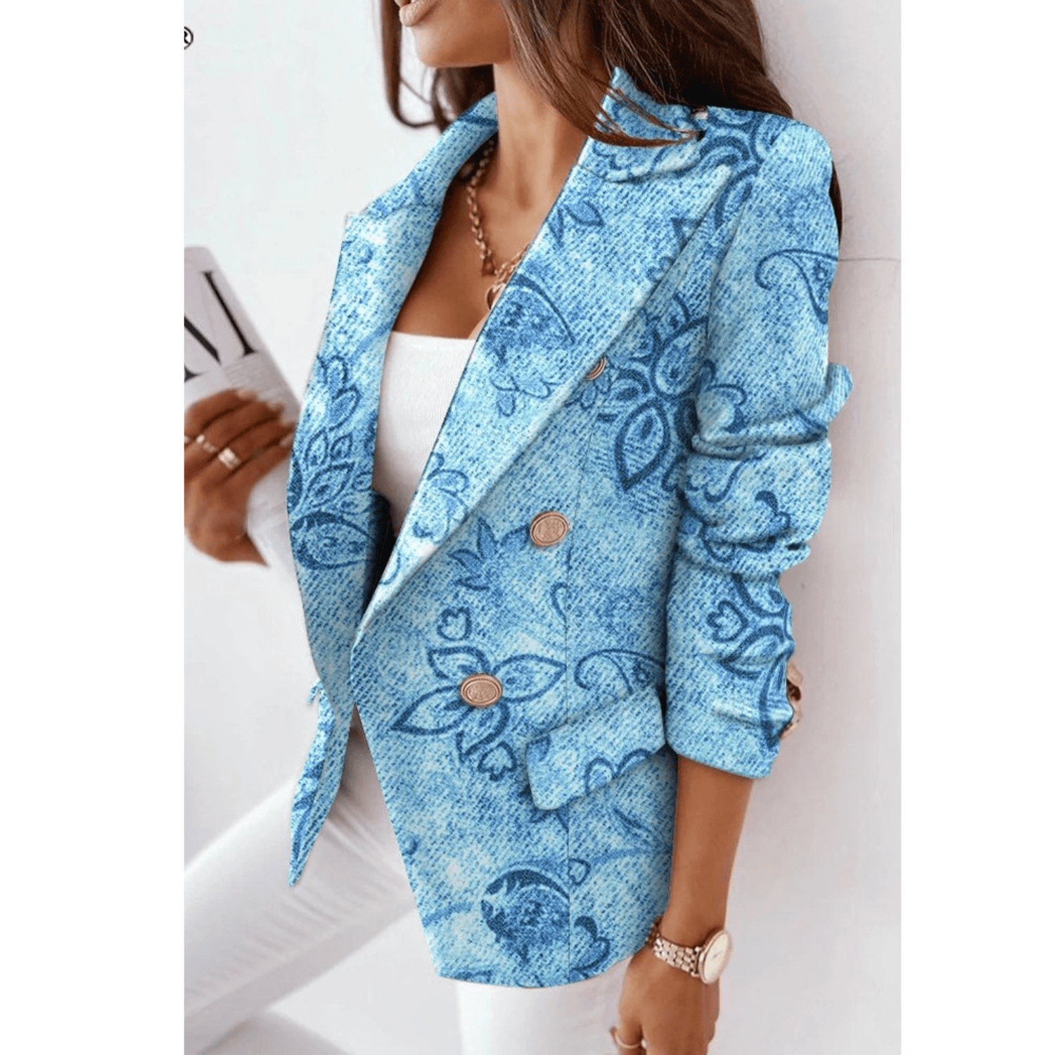 Blazer Marie Mulher – Casaco com Gola Reversada Ajustada em Tecido Premium Elegante