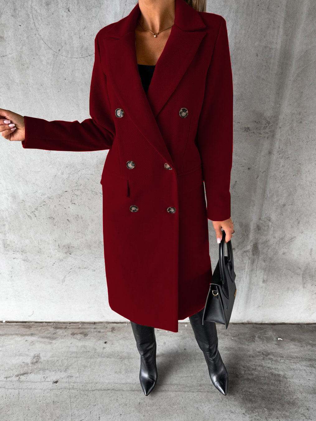 Charlotte Manteau Dame Uld Elegant – Lang Pasform, Klassiske Revers & Tidløs Stil