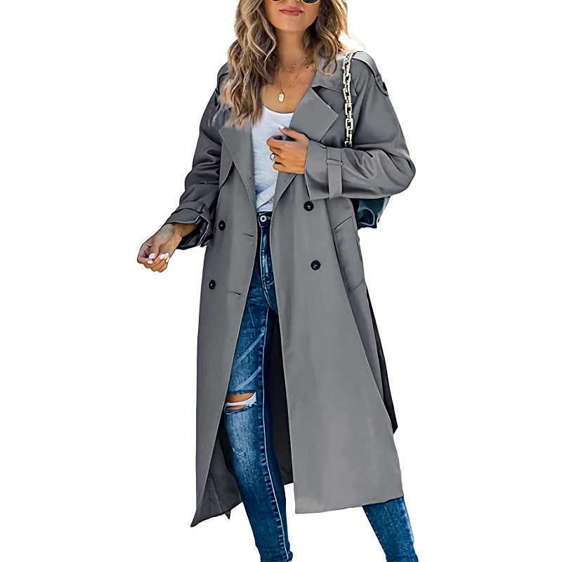 Brielle Trench Lang Kvinde – Elegant, Let & Ideel til Forår og Efterår