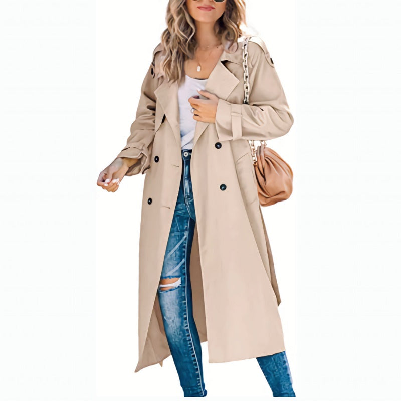 Brielle Trench Lang Kvinde – Elegant, Let & Ideel til Forår og Efterår
