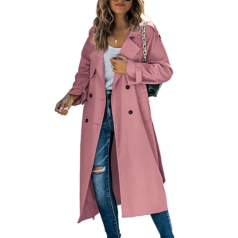 Brielle Trench Coat Longo Mulher – Elegante, Leve & Ideal para Primavera e Outono