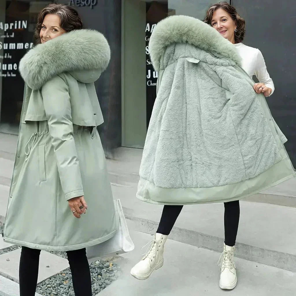 Gillian Damen-Kunstfellmantel – Luxuriöser Wintermantel mit elegantem A-Linien-Schnitt