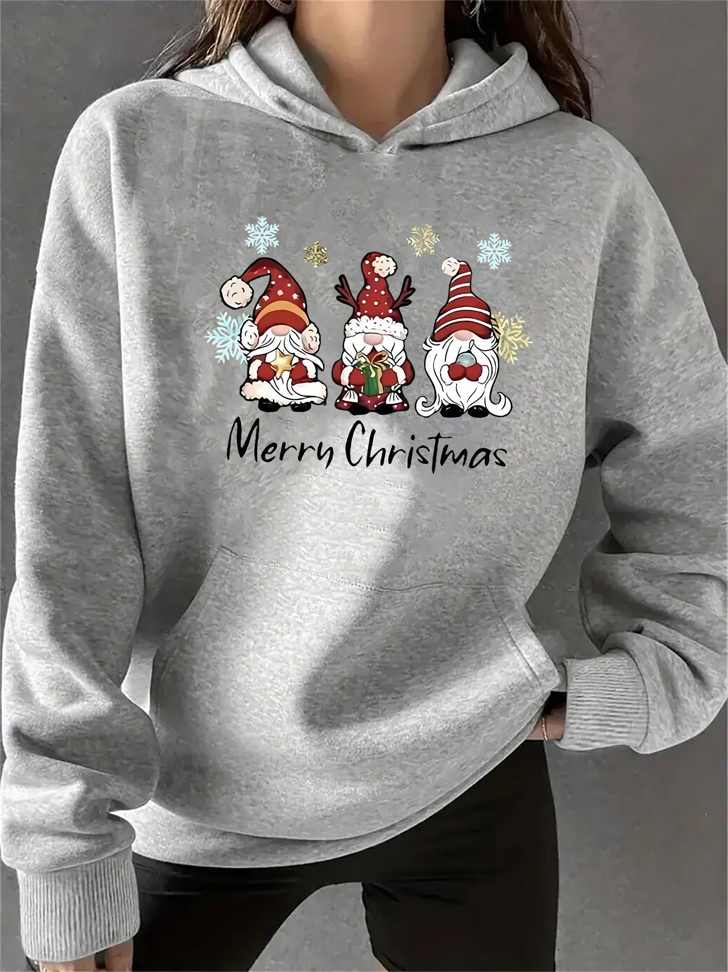 Natalie Pull de Noël Femme – Mélange Coton Doux avec Motif Festif de Lutin & Flocons de Neige