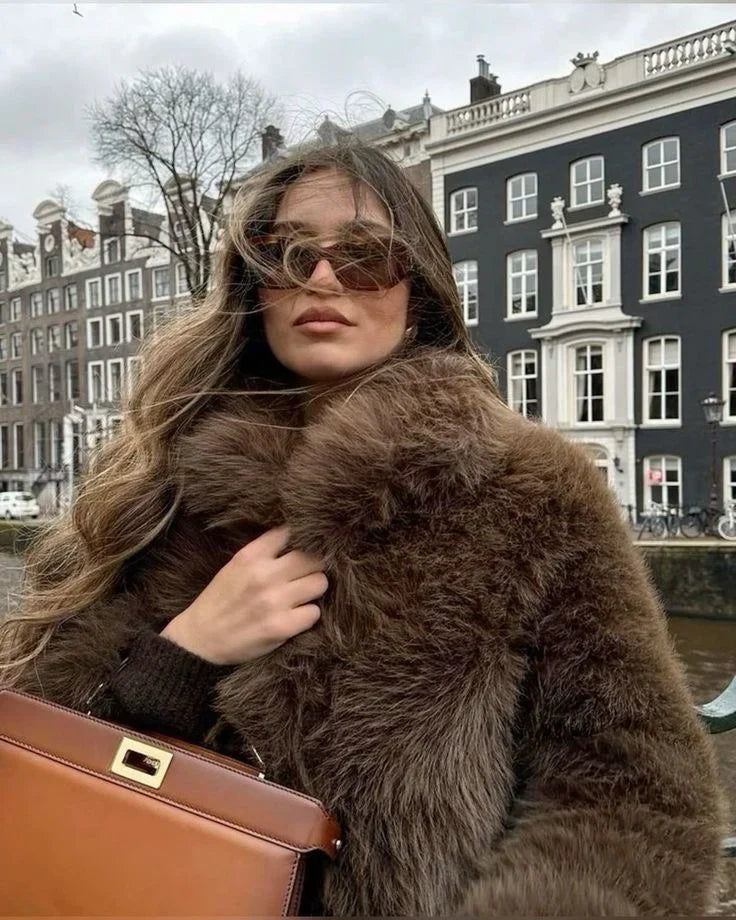 Julien Casaco de Pelo Sintético Mulher – Casaco de Inverno Suave e Quente com Corte Descontraído Elegante