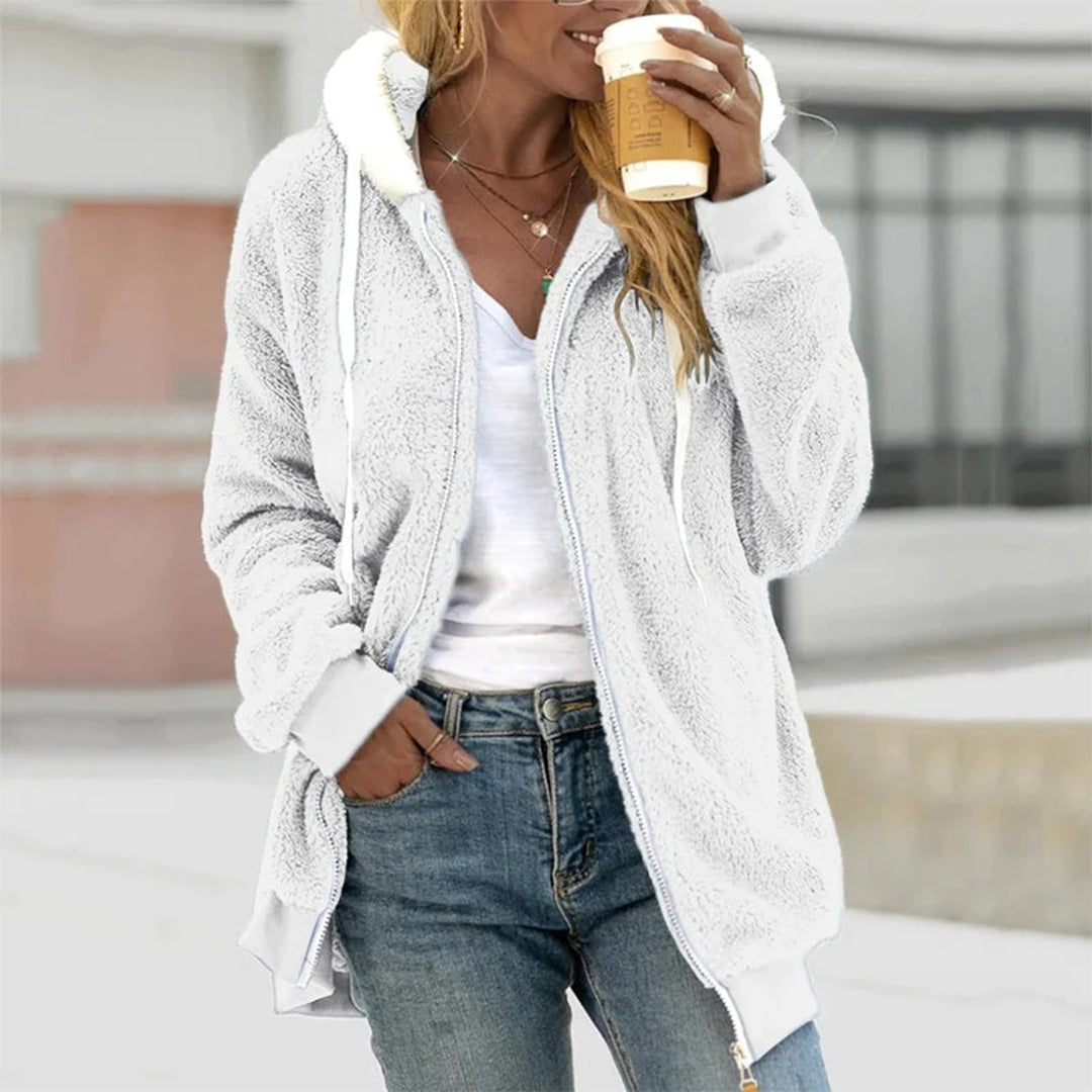 Livia Hættetrøje Polaire Dame Med Lynlås – Blød og Varm Hættetrøje Lang Pasform