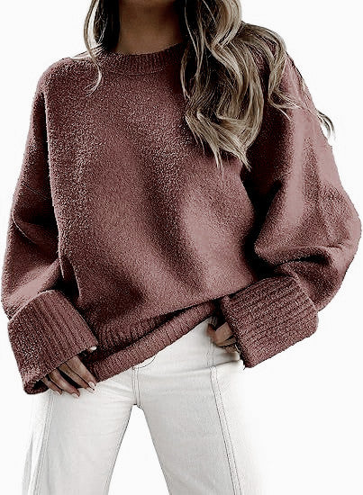 Amira Pull Femme en Peluche Douce – Col Rond, Coupe Relax & Confort Intemporel