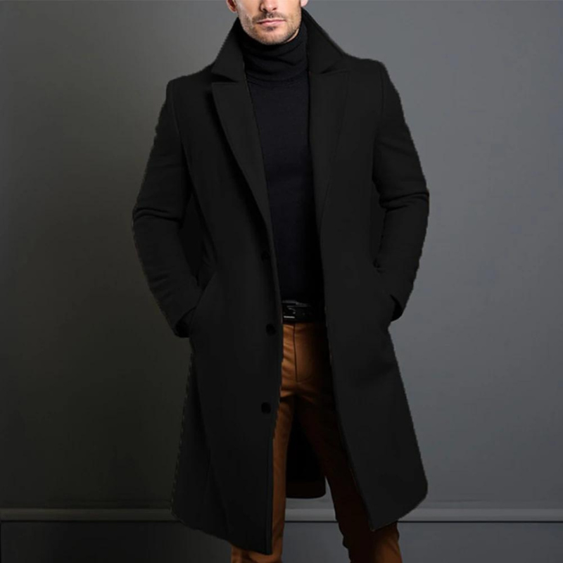 Erros Herren langer Mantel Slim Fit – Eleganter Mantel mit drei Knöpfen und breitem Revers